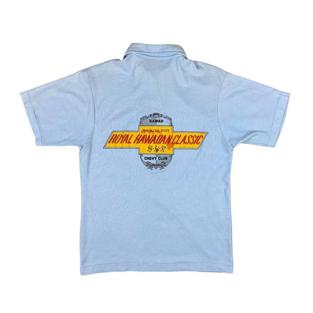 Vintage Chevy‎ Club Polo Men's Medium Light Blue Royal Hawaiian Classic Pocket